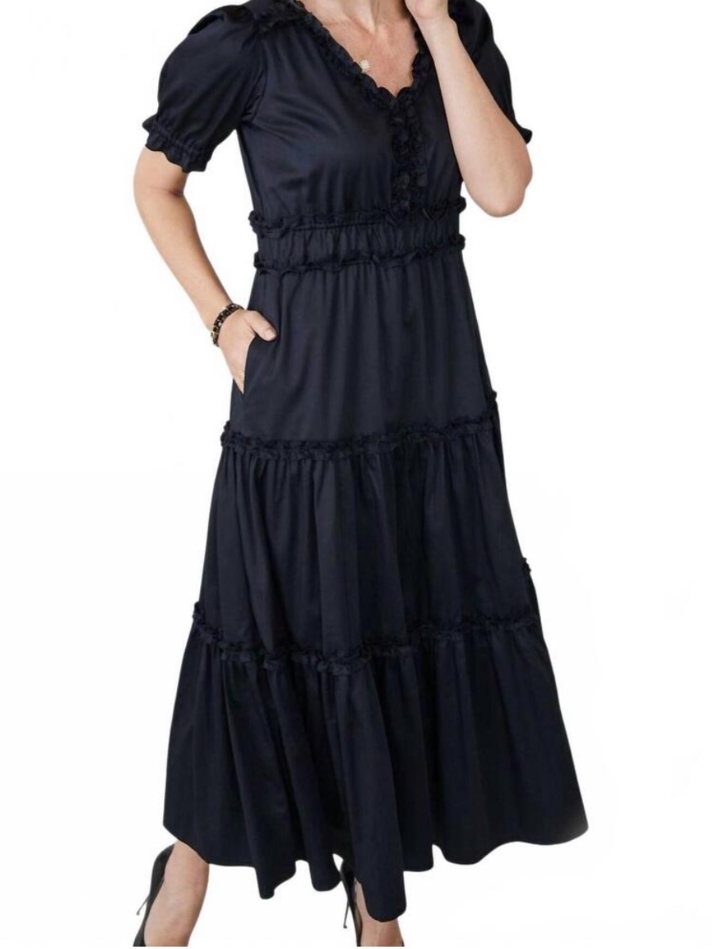 Spartina Black Valerie Tiered Dress
